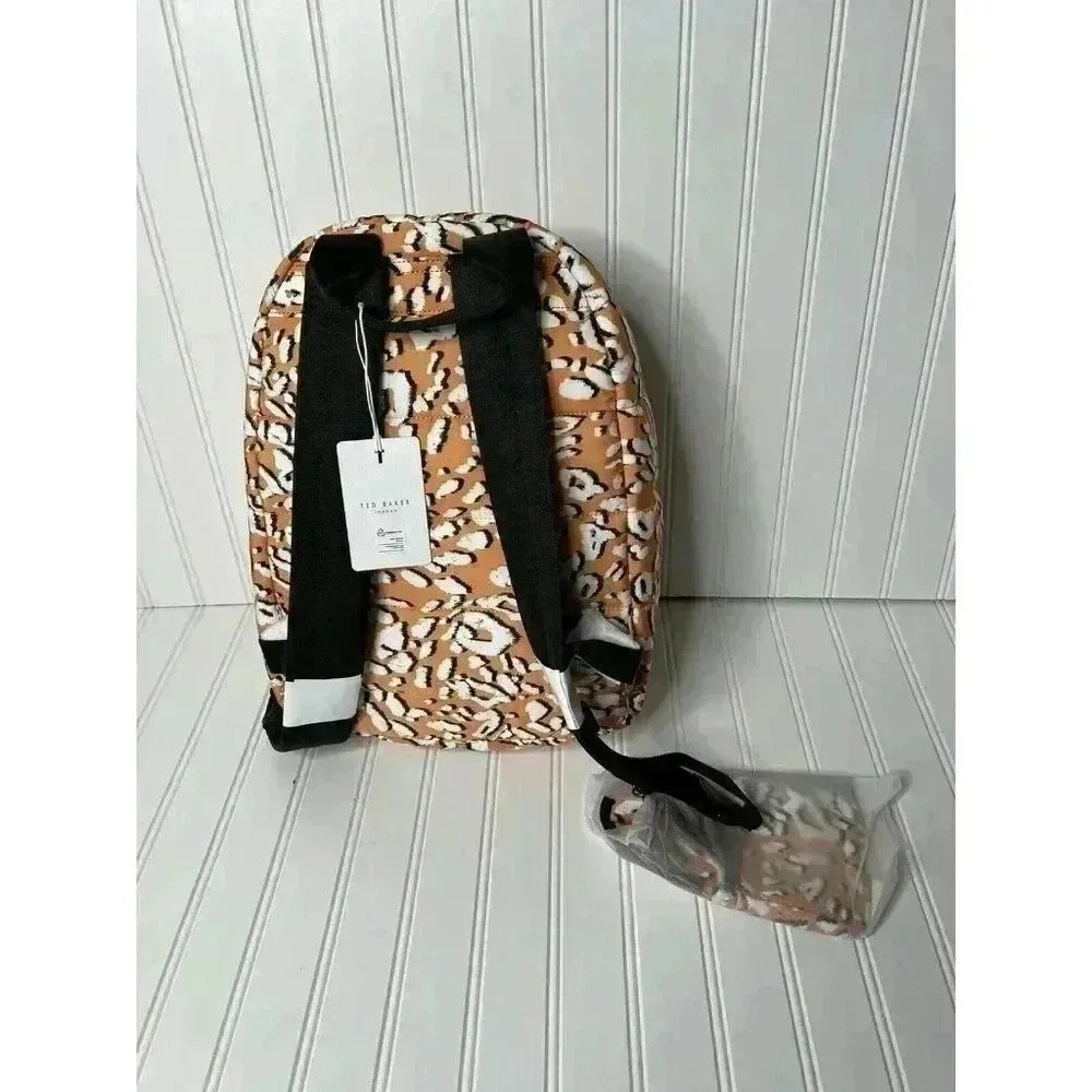 Ted Baker Leopard Puffer Nylon Laptop Backpack Mini Pouch Yellow NEW 1627 - Picture 4 of 4